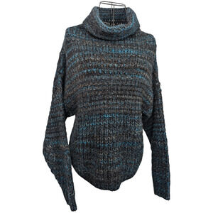 Zadig & Voltaire Milord Mix Wool Blend Blue Italian Made Cowl Neck Sweater Small